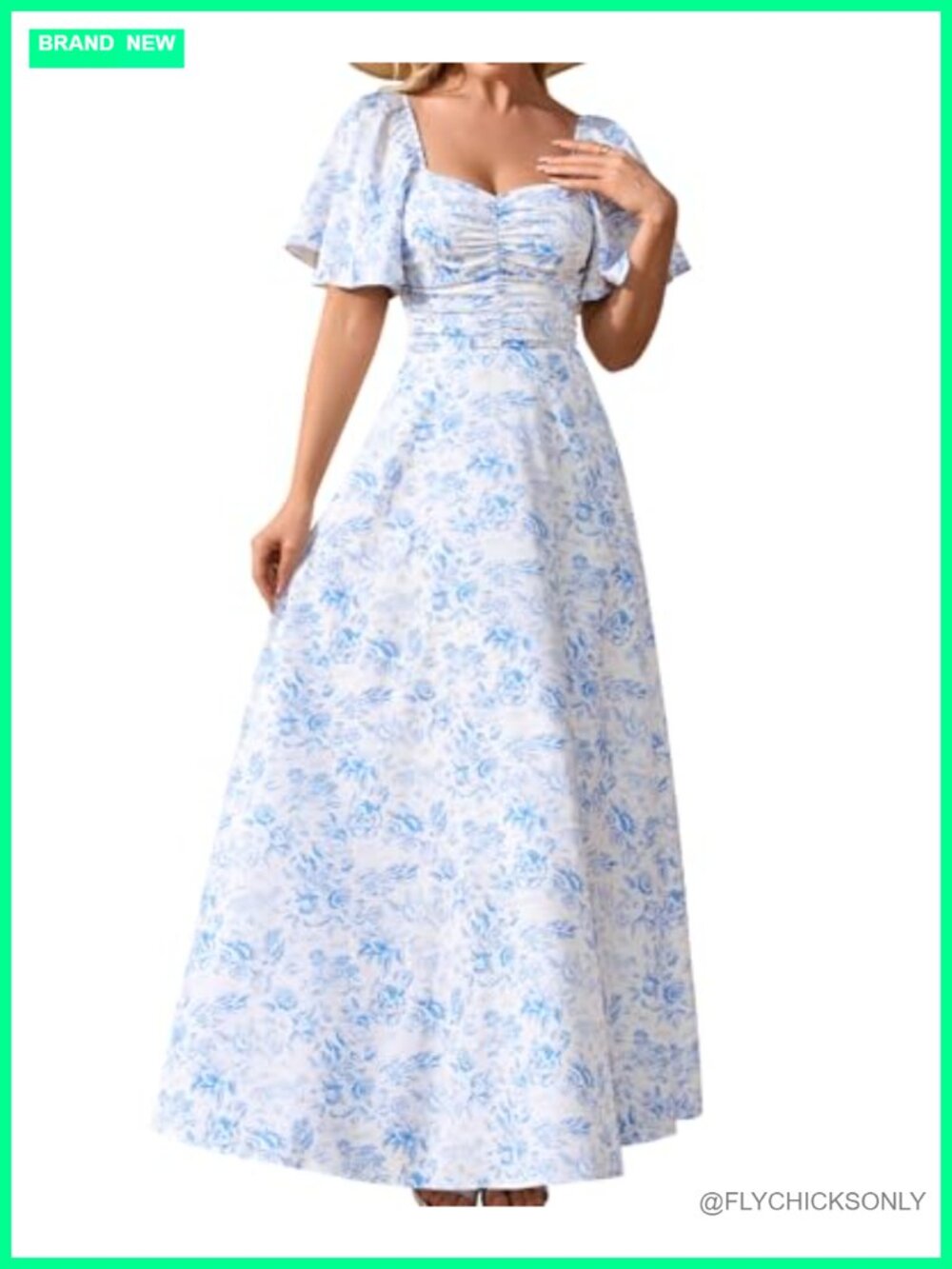 Floral Maxi Dress V-Neck Smocked Back A-Line Summer Wedding Guest